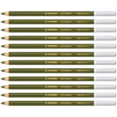 Imagen de Lápiz de Color tiza pastel STABILO CarbOthello Caja con 12 unidades verde oliva
