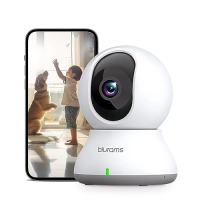 Imagen de blurams Camara Vigilancia WiFi Interior 2K, 360 Cámara para Bebe/Perros,Camara IP,Visión Nocturna,Detección Humana con IA,Audio Bidireccional,Sirena de Seguridad,Compatible Alexa/IFTTT