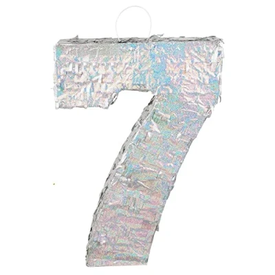 Imagen de Boland Piñata de figuras, tamaño 40 x 28 8 cm, figura holográfica, número, plata, aniversario, cumpleaños, decoración, juego fiesta