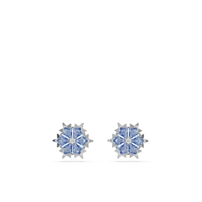 Imagen de Swarovski Pendientes de botón Magic, Copo nieve, Azules, Baño rodio
