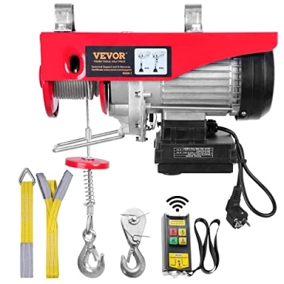 Imagen de VEVOR Polipasto Eléctrico de Cable Capacidad 400 kg 850 W con Mando a Distancia Inalámbrico 10 m/min Altura Elevación 12m Único Motor Cobre Puro para Garajes Almacenes Plantas