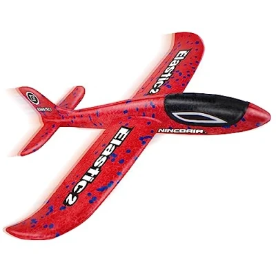 Imagen de NincoAir Avión Planeador Elastic2 Fabricado con Material Resistente y Flexible, Bajo Peso para Poder Realizar Loopings o Planear más de 20 Metros, Medidas 35 x 32 cm (NH92032)