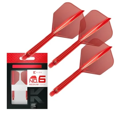 Imagen de Target Darts K Flex Integrated Dart Flight and Shaft, No.6 Rojo (Medio) Lote de 3 No 6, Plumas para Dardos 2 en 1 moldeadas con precisión y Varilla Accesorios