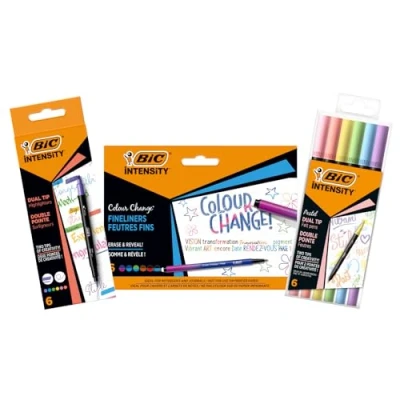 Imagen de BIC Intensity Pack, Lettering. 3 Paquetes que incluyen: 6 rotuladores de Doble Punta, punta colores pastel y cambian color.
