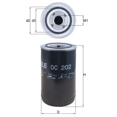Imagen de MAHLE ORIGINAL OC 202 Filtro de aceite con válvula bloqueo retorno enroscable