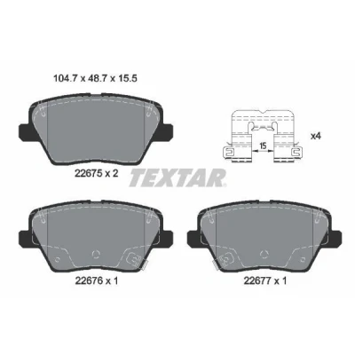 Imagen de TEXTAR 2267501 Juego de pastillas freno con contacto avisador desgaste tornillos pinza accesorios KIA: Ceed III Hatchback, Proceed