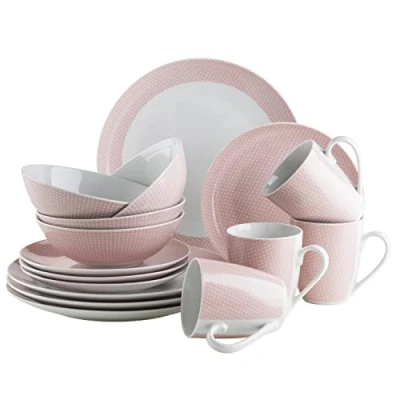 Imagen de MÄSER Kitchen Time II Vajilla para 4 personas (porcelana, 16 piezas), color rosa