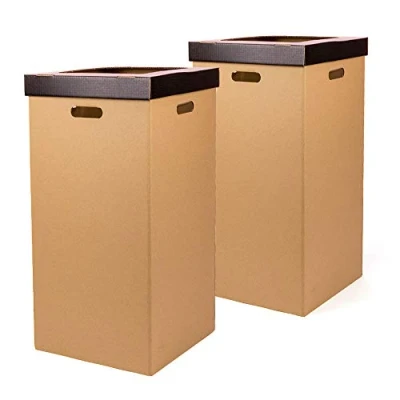 Imagen de ONLY BOXES, Pack de 2 unidades Papelera Cartón, con tapa, Color negro, Dimensiones 37 x 36 70 cm (largoxanchoaalto)