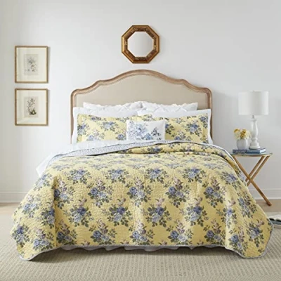 Imagen de Laura Ashley Linley Edredón Set, algodón, Yellow Floral, Cama Individual