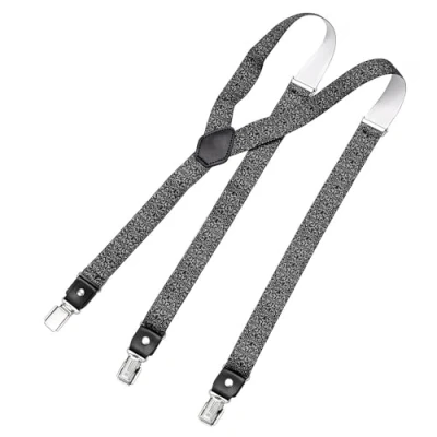 Imagen de DonDon tirantes hombre estrechos anchos 2,5 cm con 3 clips extra fuertes para pantalones Ornamentos negros