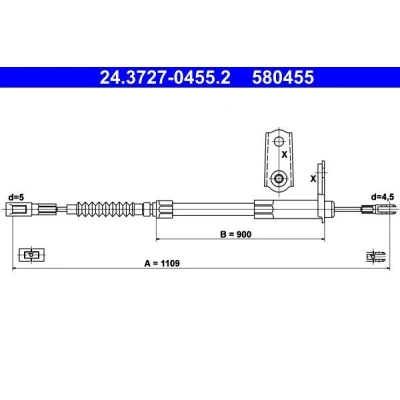 Imagen de ATE 24.3727 0455.2 Cable de Freno Mano 1109