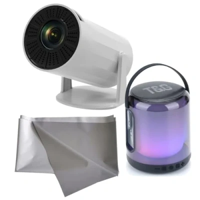 Imagen de Klack Mini Proyector Portátil 4k, Altavoz Tg 376 Y Pantalla Con Android Integrado, Wifi 6, Bluetooth 5, De 130 Pulgadas, ¡auténtico Cine En Casa!