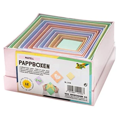 Imagen de folia 3119 Cajas de cartón diseño Rectangular, en Colores Pastel, 12 Unidades, Diferentes tamaños, Bonito Envoltorio Regalo para Decorar y diseñar Individualmente, Ideal Cualquier