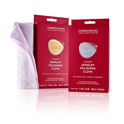 Imagen de Connoisseurs Paños para Pulir y Limpiar Joyeria Dos Limpeza Joyas,Oro Plata Fórmula Seca Antiempañante Violeta No Tóxico