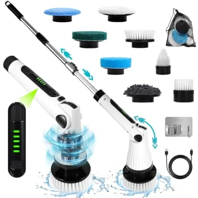 Imagen de JEDWKFA 8 in 1 Cepillo electrico Limpieza Hogar, de Giratorio Eléctrico, hogar InaláMbrico, con Reemplazables, Fregadora Giratoria Eléctrica