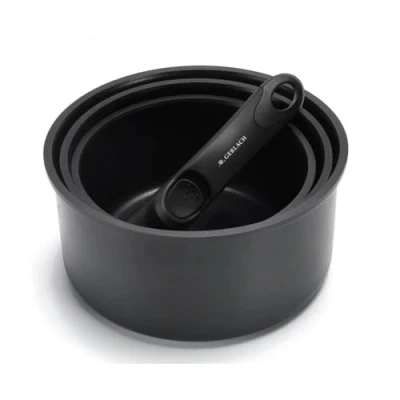 Imagen de Gerlach juego de ollas cerámica inteligente, con revestimiento cerámico, mango desmontable, inducción eléctrica, estufas gas 16 cm 18 20 negro