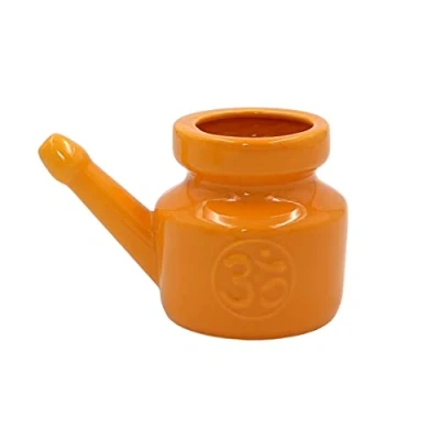 Imagen de Biebri Neti Pot Jarra para limpieza nasal (cerámica, 400 ml), color naranja