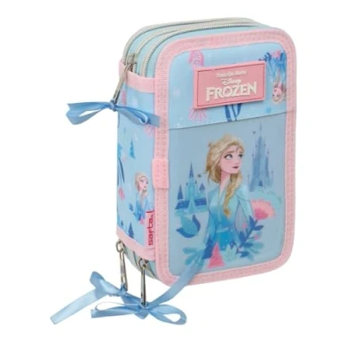 Imagen de Safta Frozen Ice Magic Estuche Escolar con 37 Útiles Incluidos, Infantil, Niño, Ideal para Niños de 5 a 14 Años, Cómodo y Versátil, Calidad Resistencia, 12.5x5.5x19.5 cm
