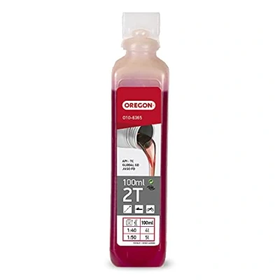 Imagen de Oregon Aceite de Motor 2 Tiempos, Mineral Semisintético para Mezcla, Combustión Limpia, Bajo Contenido Cenizas, Protege el y Mejora su Rendimiento, 2T, 100 ml (O10 6365)