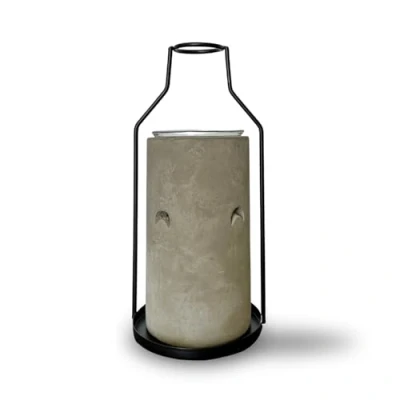Imagen de Quema Perfume Inspiration Una Quemador Fondant Cera y Difusor Perfumada de Aceite Esencial Ambiente Portavelas Cemento Metal Altura: 18 cm Zen&#039;Aroma