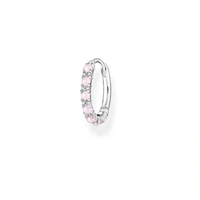 Imagen de THOMAS SABO Pendientes de aro individual plata ley 925 para mujer 15 mm con piedras rosas CR664 166 7