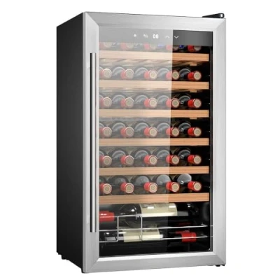 Imagen de Cecotec Vinoteca 34 botellas Bolero grandsommelier 34030 inox compressor, 80 L, Enfriamiento por compresor, Temperatura regulable de 5 a 18ºC, Control táctil, Display, LED interior.