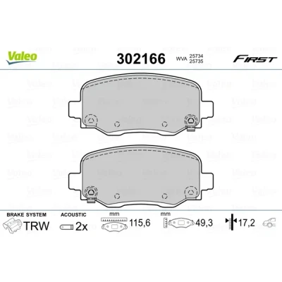 Imagen de VALEO 302166 Juego de pastillas freno Eje trasero con contacto avisador desgaste Chapa antichirridos JEEP: Cherokee V