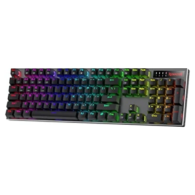 Imagen de Redragon K556 PRO teclado inalámbrico para juegos RGB mejorado, mecánico de aluminio BT/2,4 GHz Tri Mode con conexión sin retardos, interruptor rojo silencioso lineal intercambiable en