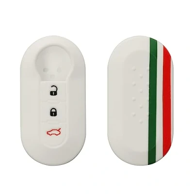 Imagen de kwmobile Carcasa Compatible con Llavero de Fiat Lancia Llave Coche Plegable 3 Botones Funda para Mando Silicona Verde/Rojo/Blanco
