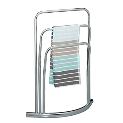 Imagen de Relaxdays Toallero de Pie Curvy con 3 Barras, Metal, Plateado, 85 x 66 20 cm, Acero Inoxidable