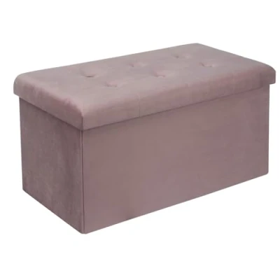 Imagen de WOLTU Otomano y reposapié con Tapa, Taburete Puff de Terciopelo, Plegable Almacenamiento 76x37,5x38 CM Rosado SH70gr