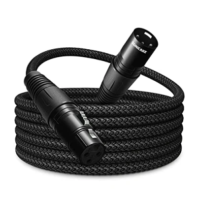 Imagen de SONICAKE cable XLR para micrófono conector macho a hembra de 3 pines nylon trenzado Negro (2M)