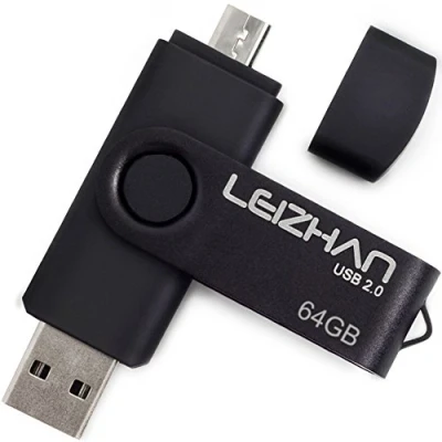 Imagen de LEIZHAN Memoria USB 2.0 64GB,Pendrive OTG 2 in 1 Flash Stick para Samsung Huawei Android PC Tableta Mac 64GB(Negro)