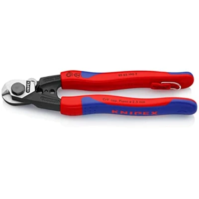 Imagen de Knipex Cortacables para cable trenzado forjado con fundas multicomponentes, integrada colocar un dispositivo de protección anticaídas 190 mm (cartulina autoservicio/blíster) 95 62 T BK