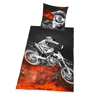 Imagen de Herding 4859214050 Juego de Cama con Estampado Motocross Microfibra 200 x 135 cm, Multicolor
