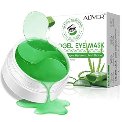 Imagen de 30 Pares/60 Piezas Máscara para Los Ojos de Colágeno,Ojos Parches, Contorno Antiarrugas, Anti Edad Ojeras,Bolsas,Patas Gallo,Sinchazón (aloe)