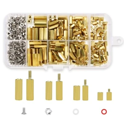 Imagen de Auauraintt 486 Piezas M2.5 Espaciadores de Latón, Macho Hembra Nailon Hexagonal Espaciador, espaciador tornillos Separador Tornillo Tuerc para bricolaje proyecto electronico