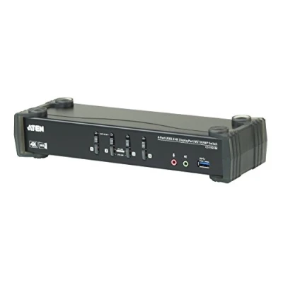 Imagen de ATEN Conmutador KVMP MST de 4 puertos USB 3.0 4K DisplayPort (cables incluidos) Reino Unido Líder del mercado KVM #1