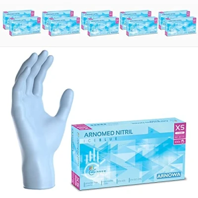 Imagen de ARNOMED® Guantes nitrilo talla XS Azul Claro [1000 unidades] desechables quirurgicos y laboratorio Luvas descartaveis sin polvo látex Manoplas en XS, S, M, L, XL, XXL