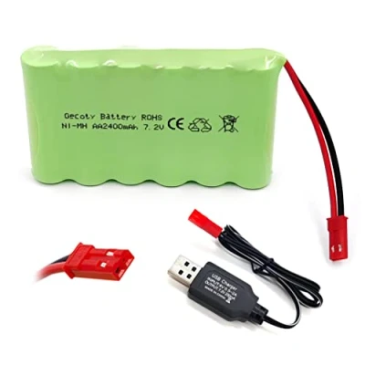 Imagen de Gecoty® Batería recargable de 7,2 V 2400 mAh Ni MH AA con cable carga (conector JST)