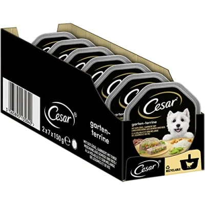 Imagen de Cesar Comida húmeda para Perros, jardín, con Aves, Verduras y arroz, 14 Cuencos (14 x 150 g)