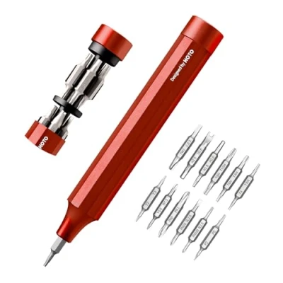 Imagen de HOTO Juego de Mini Destornilladores Precisión 24 en 1, con Puntas Acero Aleación S2, Destornillador pequeño forma bolígrafo manual, Rojo Cinabrio P1