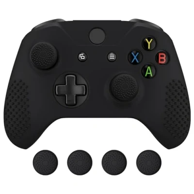 Imagen de eXtremeRate Cubierta de Silicona para Xbox One S/X Control Accesorios Funda Suave Protectora Antideslizante Carcasa con 2 Tapas Joysticks S/X(Negro)