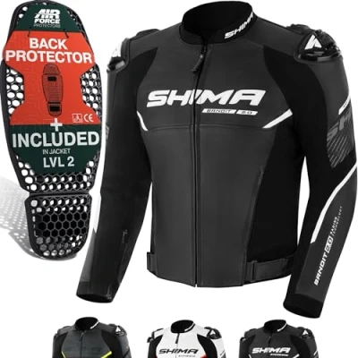 Imagen de SHIMA BANDIT Chaqueta Moto Hombre AIRFORCE Protector Espalda Cazadora Motociclista Chaquetas Cuero Protecciones Ventilado Verano Traje de Armadura Cazadoras Motocicletas (Masculinos, Negro, 58)