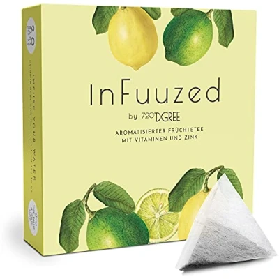 Imagen de 720DGREE Sabor para Agua &quot;InFuuzed&quot; Limón Lima 1x 20 sobres Bebida fría sin Azúcar, Calorías Naturalmente deliciosa tu botella Alternativa a limonada, té helado, pastillas efervescentes