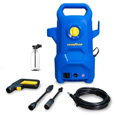 Imagen de Goodyear Hidrolimpiadora 1400W 100 Bar 300l/H. Pistola y Lanza.Sistema Auto Stop.Pistola PP. 5m Manguera. Kit de depósito detergente 200ml