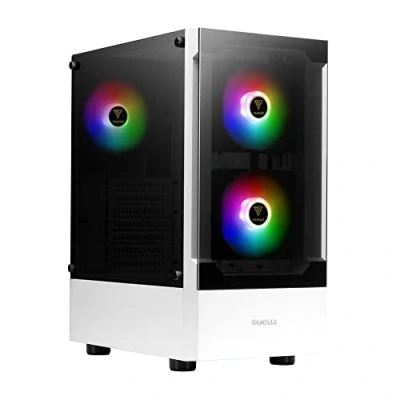 Imagen de GAMDIAS TALOS E3 Funda Blanca para PC Juegos, ATX de Torre Media, Panel Vidrio Templado, 3 Ventiladores ARGB Integrados 120 mm, Ventana instalación sin Herramientas, soporta