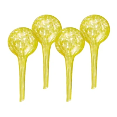 Imagen de Relaxdays Globos de Riego Cristal, Set 4, 15x6 cm, Bolas para Regar Plantas, Autorriego Vacaciones, Amarillo, 15 x 6 cm