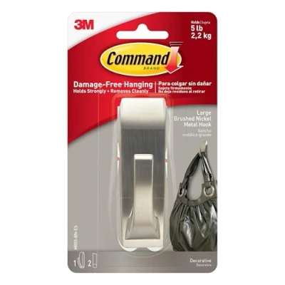 Imagen de Command 3M MR03 BN Gancho metálico de color níquel pulido con reflejos modernos grande