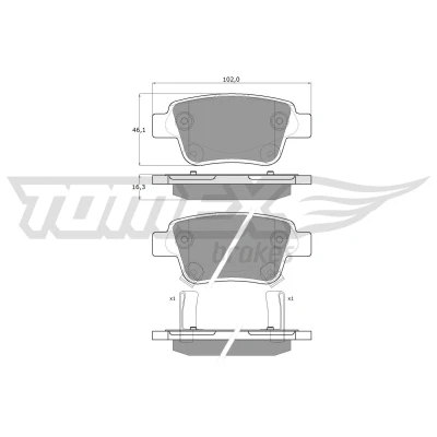 Imagen de TOMEX brakes TX 13 62 Juego de pastillas freno Eje trasero con avisador acústico desgaste TOYOTA: Corolla Verso, Avensis II Berlina